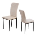 thumbnail image 6 of Set of 4 Dining Chairs, Kitchen Chairs, Velvet Chairs;Modern Upholstered Dining Room Chairs with Metal Legs and Adjustable Feet, Beige, 6 of 11