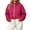 Hot Pink, variant on Women's Fall Cropped Sweatshirts Lightweight Stand Collar Full Zip Long Sleeve Coat Loose Casual Drawstring Hem Solid Color Outerwear with Pockets XL
