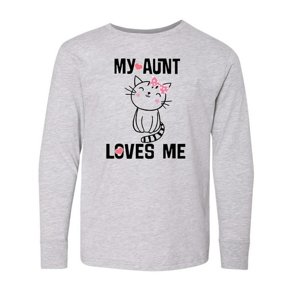 Inktastic My Aunt Loves Me Kitty Long Sleeve Youth T-Shirt