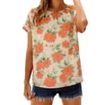 thumbnail image 1 of Mujeres Tops Casual Elegante Impresión de Gasa Reunido Escote Blusa Suave Verano Transpirable, 1 of 9