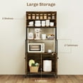 thumbnail image 4 of HOMCOM Baker's Rack with Power Outlet, Coffee Bar Cabinet with Storage Shelves, Microwave Stand with Louvred Door Cabinets, Rustic Brown, 4 of 9
