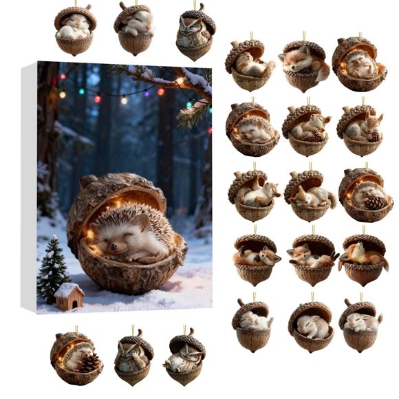 RKSTN Calendrier d'Arrivée Animaux en Pomme de Pin Calendrier d'Arrivée
