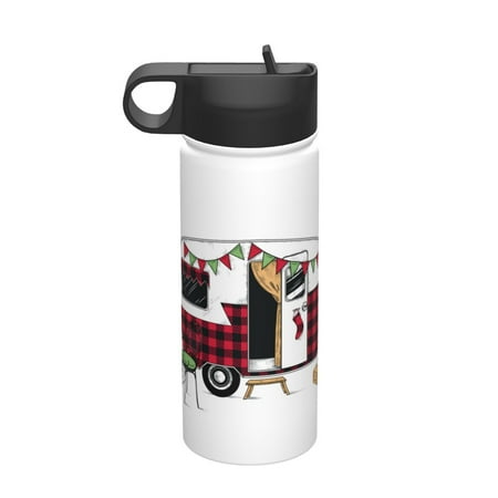 

Qekee Vintage Buffalo Plaid Christmas Camper Print 18OZ Sports Insulated Kettle Coffee Mug Travel Tea Mug Thermos Cup 18 Stainless Steel Water Bottle For Running Hiking Cycling