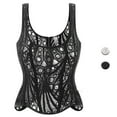 thumbnail image 3 of Ugoldhm Women's Floral Lace Corset - Textured Lace-Up Shapewear Overbust Double Layer Bustier, 3 of 7