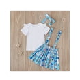 thumbnail image 4 of Seyurigaoka 3Pcs Girls Easter Outfit, Letter T-Shirt Tops + Rabbit Print Suspender Skirt + Headband, 4 of 8
