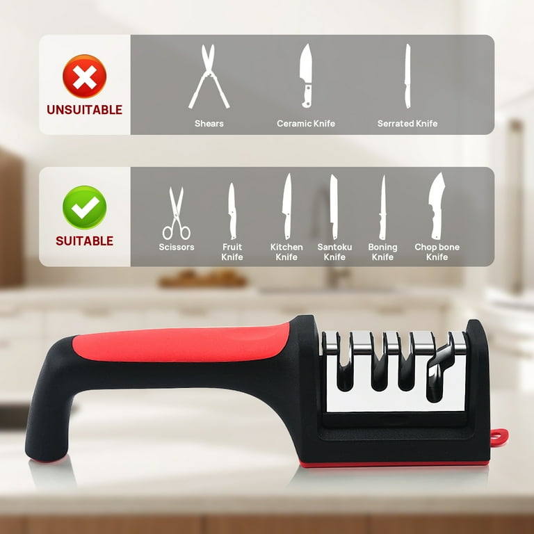 4 In 1 Knife Sharpener,Best Kitchen Knife Sharpener, Premium Knife Scissors Sharpener With 4 Stage Knife Sharpening System, Works For Repair Or Restore Scissors, Steel Knives To Sharp, Knife Shar