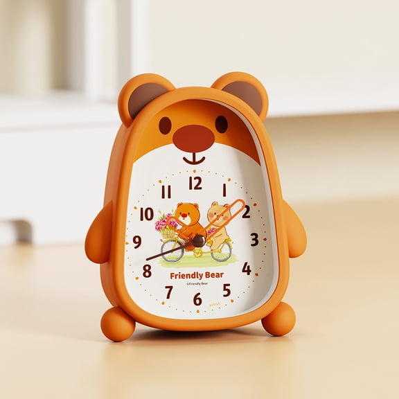 Unique Bargains Lovely 3D Bear-Shaped Desk Alarm Clock Orange 4.1"L x 1.6"W x 5.5"H