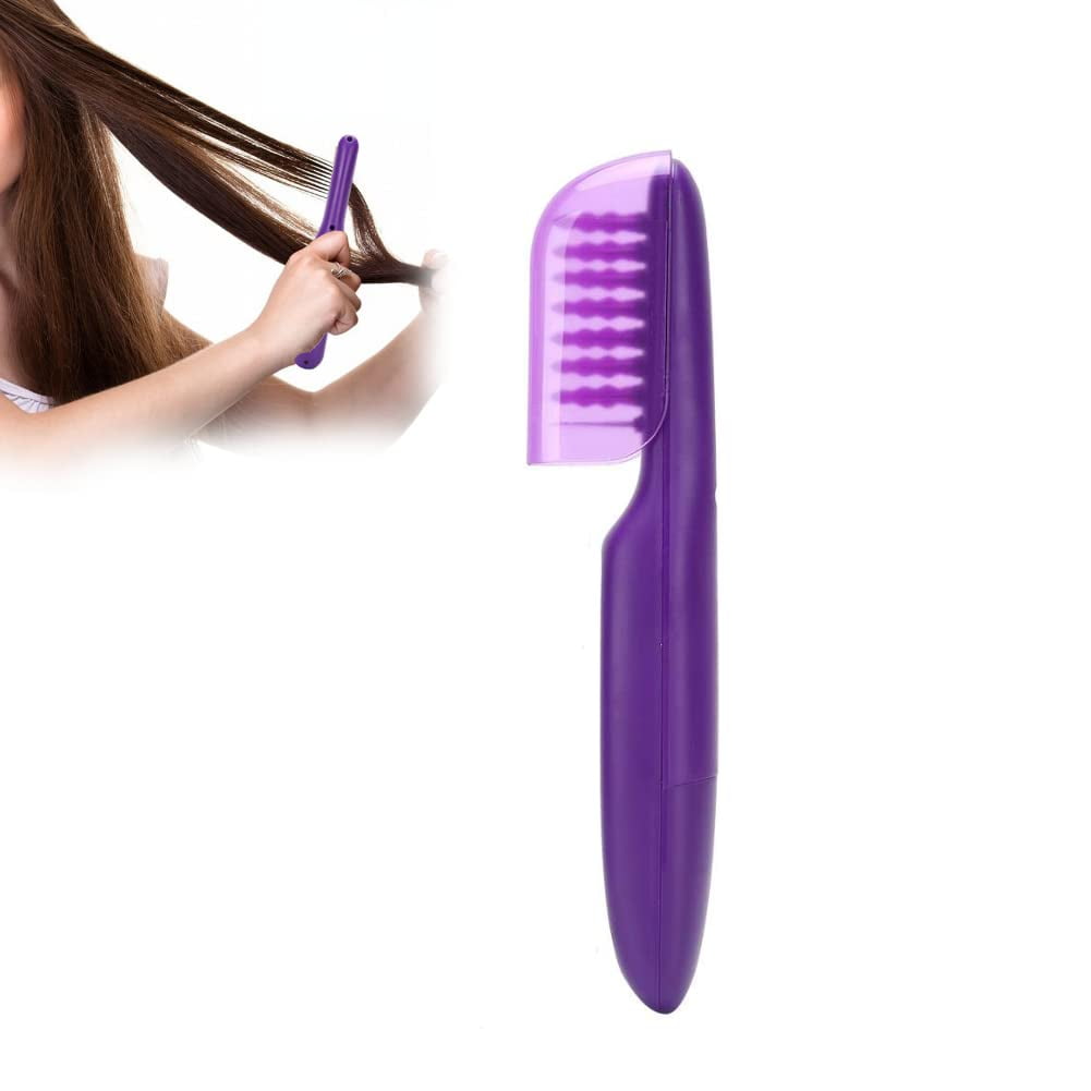 Electric Detangling Brush, Wet or Dry Tame The Mane Hair Detangler Brush with Cover, Negative Ion Massage Comb Styling Tool (Battery Not Included)pueple,27*6*4cm