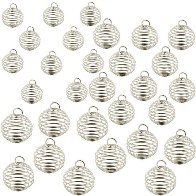 30 Piezas De Plata Chapado En De De Jaulas Colgantes Para Manualidades De Bricolaje En 3 Tamaños (10 Piezas Por Tamaño) jinwen Colgantes de jaulas de cuentas en espiral