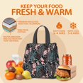 thumbnail image 5 of Pioneer Flower Floral Print Pattern Insulated Lunch Bag for Women & Adults,Large Portable Soft Cooler Lunch Bag,Thermal Food Storage Tote with Pearl Cotton,8.66L,8.75x5.75x9.5 Inch, 5 of 6