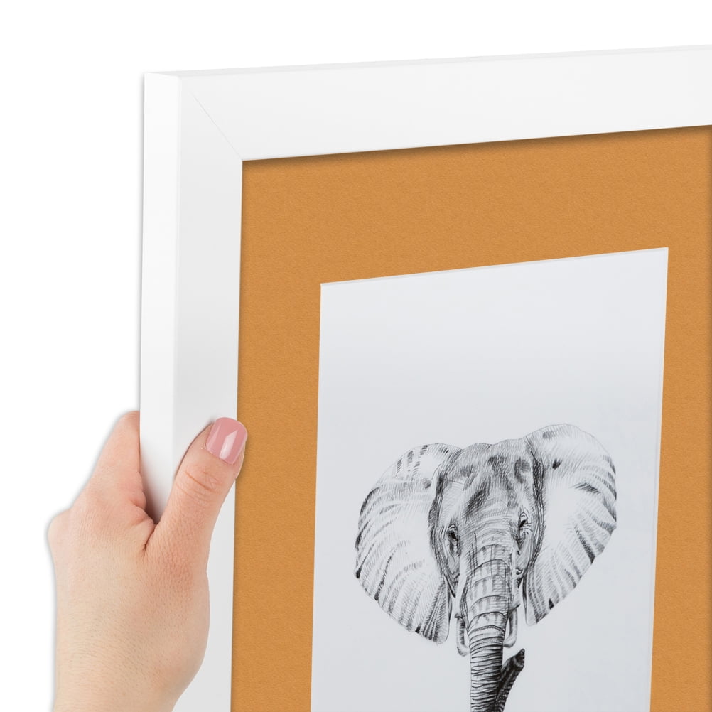 ArtToFrames 22x28 Matted Picture Frame with 18x24 Single Mat Photo Opening Framed in 1.25 Satin White Frame and 2 Amber Mat (FWM-3966-22x28)