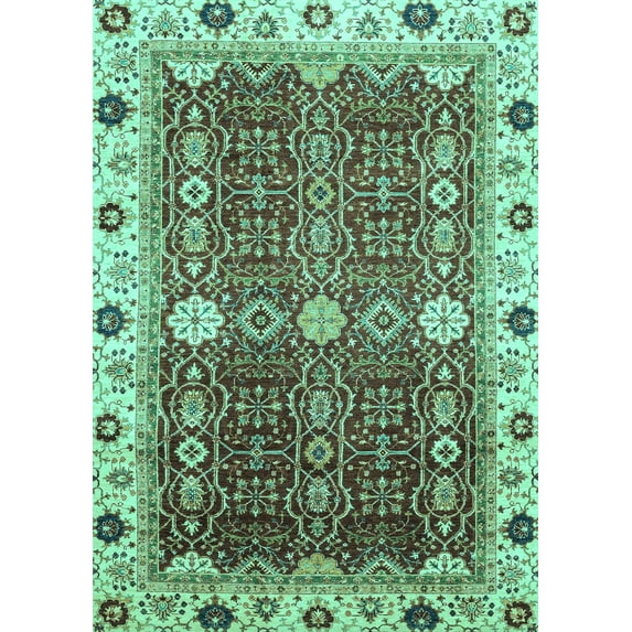 Ahgly Company Indoor Rectangle Abstract Turquoise Blue Modern Area Rugs, 8' x 10'