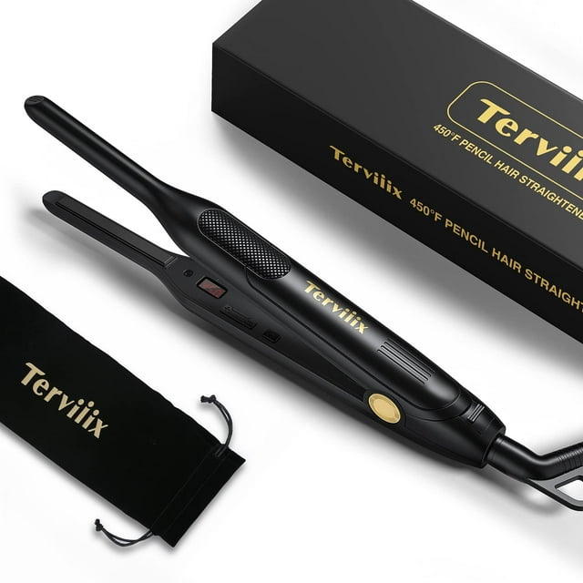 Terviiix Plancha plana tipo lápiz para bordes y cabello corto, plancha de pelo pequeña de 3/10 pulgadas para hombres, mini plancha plana de cerámica para Pixie y barba, calentamiento rápido de 15 s, d