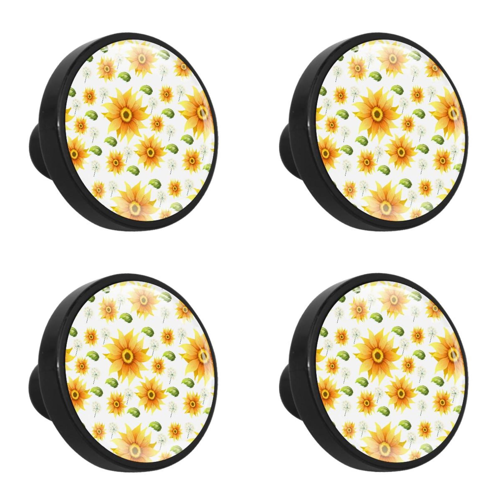 4 Pcs Sunflower Knobs for Kitchen Cupboard Dresser Bookcase
