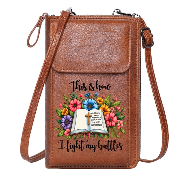 OIDERY Cell Phone Purse with Zipper Phone Bags for Women Bible Cross Floral arrangement Classic Outfit Personalized Gifts for Girlfriend Friends