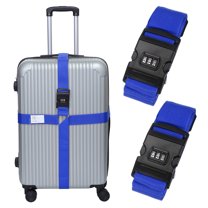 Uxcell Cross Luggage Straps with Combination Lock Adjustable Suitcase Belt Blue