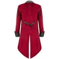 thumbnail image 4 of Fayshow0 Mens Fashion Suit Jacket Slim Fit Blazers Stage Dress Jackets Men's Gothic Tailcoat Coat Steampunk Retro Tail Coat Medieval Lapel Court Dress Slim Coat Red, 4 of 4