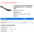 thumbnail image 2 of Front Right Lower Forward Control Arm - Compatible with 2013 - 2015 Audi S5 CGXC 2014, 2 of 2