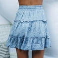 thumbnail image 5 of Mrat Floral Skirt Women's High Waisted Ruffled Floral Skirt with Floral Print A-Line Short Skirt Plus Size Skirts for Curvy Women S-101 Sky Blue M, 5 of 6