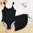 thumbnail image 5 of LRen Girls One Piece Swimsuits Solid Color Girls Swimsuit Textured Bathing Suit Adjustable Straps Swimwear for 7-8 Years, 5 of 8