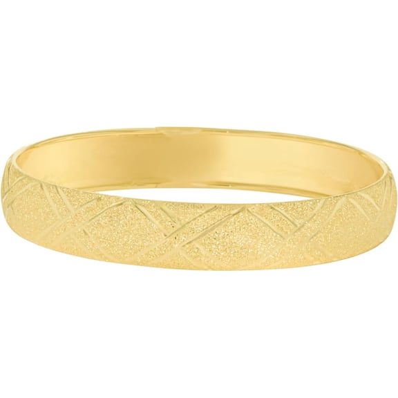 Floreo 10k Yellow Gold 10mm Double Criss-Cross Satin Finish Textured Flex Bangle Bracelet