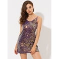 thumbnail image 2 of DARING DIVA Halloween Costume Glitter Sequin Spaghetti Strap Dress XL Purple, 2 of 5
