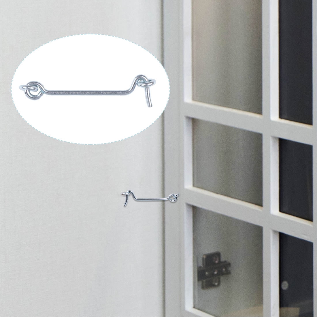 Unique Bargains 3" Cabin Hook Eye Latch Hook Hardware w Screws for Window Slide Barn Shed