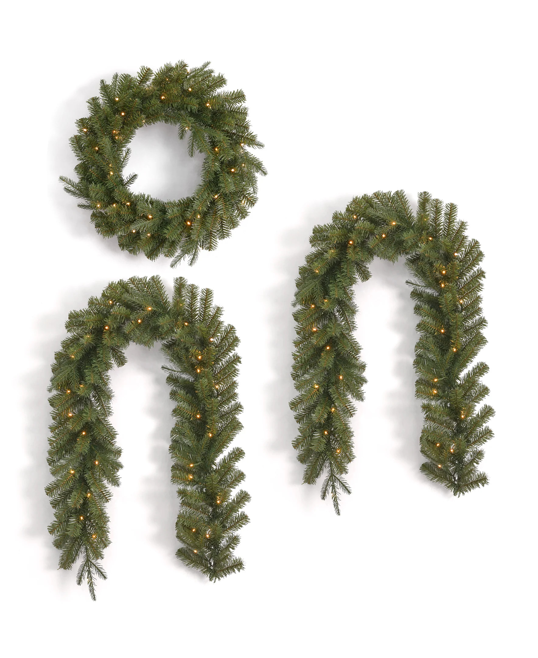Green Valley Pine 3-Piece Pre-Lit Door Kit (Includes One 24" Wreath and Two 6ft Garlands) by Seasonal LLC - image 3 of 4