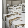 thumbnail image 4 of Ambesonne Animal Print Fitted & Top Sheet Set with Shams, Prehistoric Reptile, Multicolor, 4 of 5