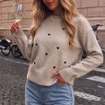 thumbnail image 5 of TGSLY Women's Heart Embroidered Sweater Soft Casual Crew Neck Puff Long Sleeve Knit Tops Relaxed Dressy Solid Color Fall Cropped Pullovers S, 5 of 7