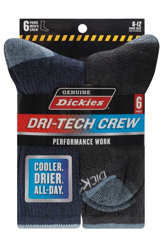 Men's Dri-Tech Moisture Control Crew Socks, 6-Pack