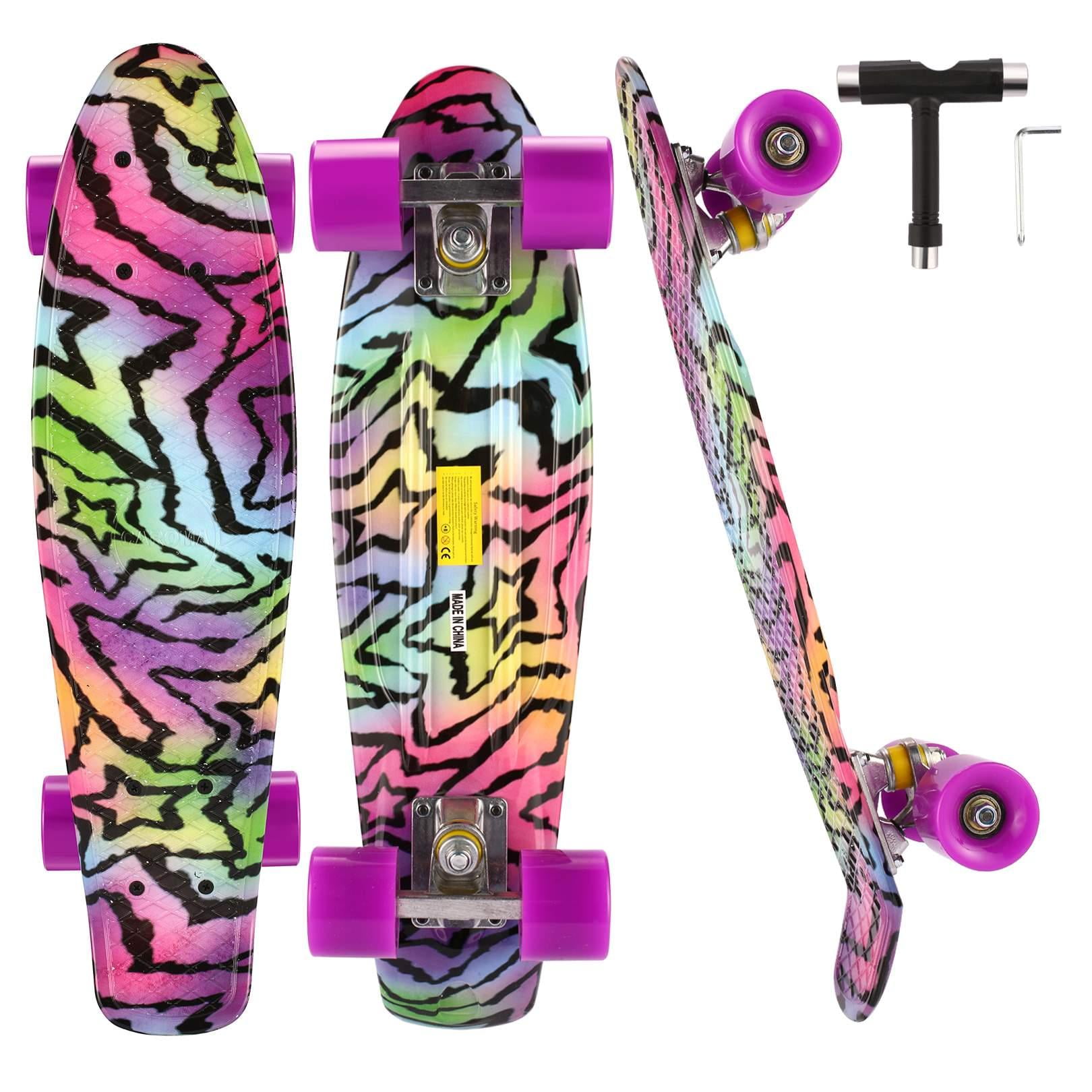 Plastic Deck Cruiser Complete Mini Skateboards for Beginners/Youth/Adults YF YOUFU 22/23 Inch Beginner Skateboard for Girls/Boys