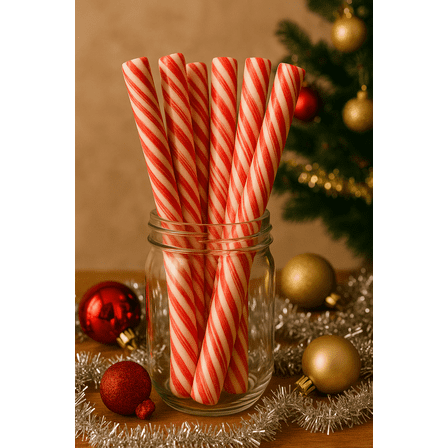 Large Peppermint Candy Sticks, 6-Pack, Red and White Swirl