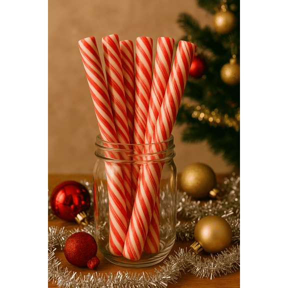 Large Peppermint Candy Sticks, 6-Pack, Red and White Swirl