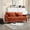 Dark Orange, variant on Mid Century Modern Chenille 2 - Comfy Couch For Bedroom And Living Room, Brown Wood Legs, Wine Red, Thick Seat Cushion Fabric Bedroom, Extra Deep