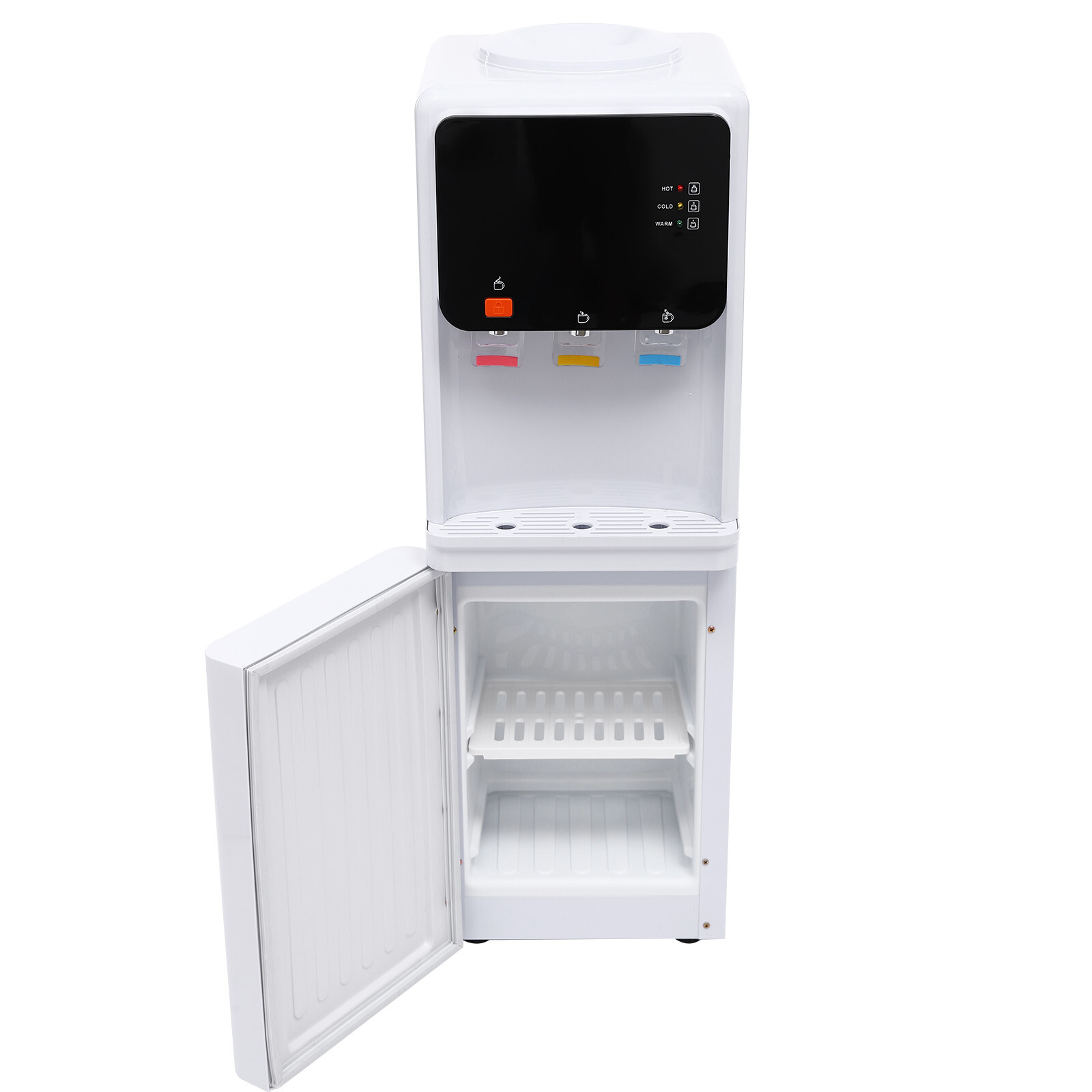 4.16 Gal Hot&Cold Water Cooler Dispenser Freestand Stainless Steel Top Loading w/Storage Cabinet 110V 575W 11.81*12.2*37.4inch Used in Libraries, Offices, Restaurants