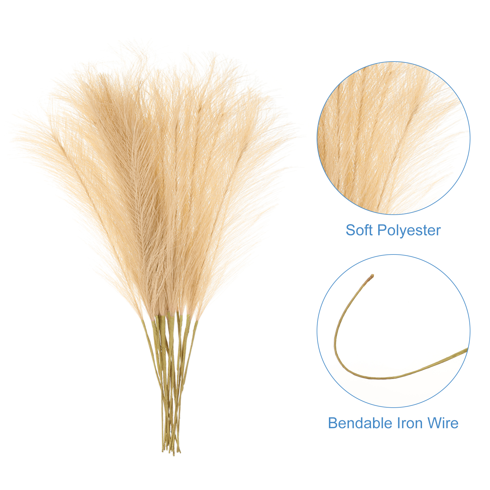 Unique Bargains Faux Pampas Grass Artificial Fake Dried Grass Decor for Home Khaki