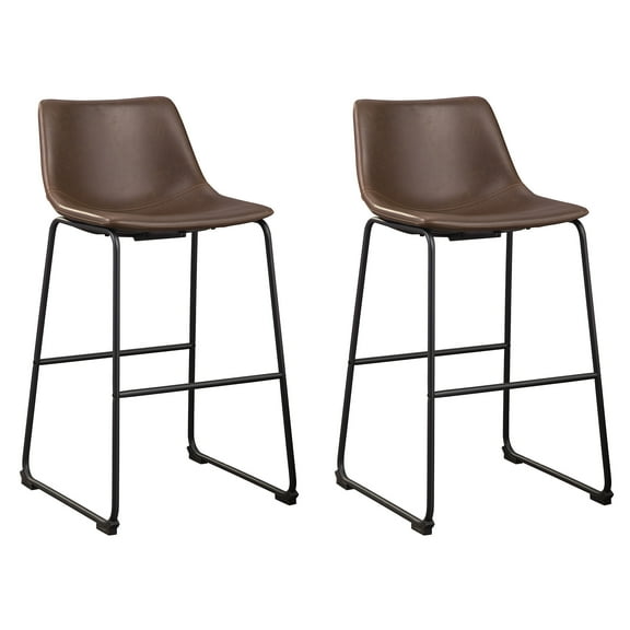 Signature Design by Ashley Centiar Urban Industrial 28.75" Pub Height Bucket Seat Barstool, Set of 2