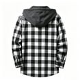 thumbnail image 4 of Qgtaibl Womens Plaid Hoodie Shirts Button Down Long Sleeve Jacket Tops with Pocket Color Block Hood Drawstring Loose Fit Casual Blouse Black S, 4 of 5