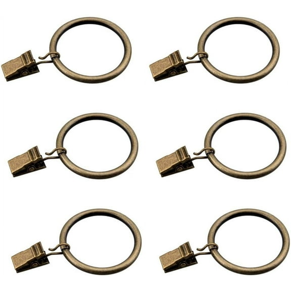Bronze Curtain Rings with Clips - 30 Pcs Metal Drapery Clip Ring Rustproof for Windows (1.5 Inch)