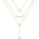 thumbnail image 1 of Collares en capas de oro para mujer, chapados en oro de 14 quilates, perlas de barra de revestimiento múltiple, disco, luna, mariposa, medallón, gargantilla ajustable en capas delicadas, 1 of 2
