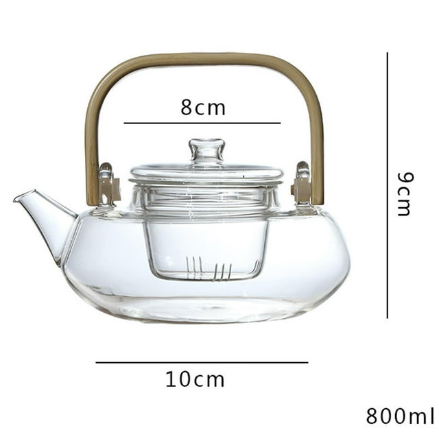 keepw Glass Teapot Loose Leaf Heatproof Kung Fu Tea Stovetop Dishwasher Safe 800ml 800ml