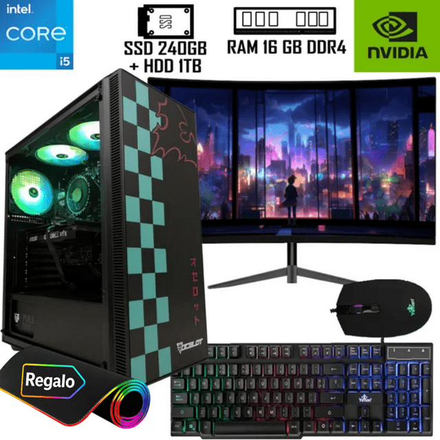 PC gamer i5 12400F Super Tienda RAM 8GB SSD 240GB más HDD 1TB Nvidia RTX 3060 monitor 24"