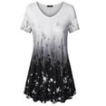 thumbnail image 3 of Camiseta de mujer Blusa informal con estampado degradado Vestido suelto con cuello en V, Negro, 4XL Methold AP001902-07, 3 of 5