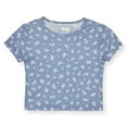thumbnail image 2 of Sleep On It Girls 2-Piece Short Sleeve Pajama Shorts Set Ribbed Milky Jersey or Pointelle Knit - Floral , 7-8, 2 of 4