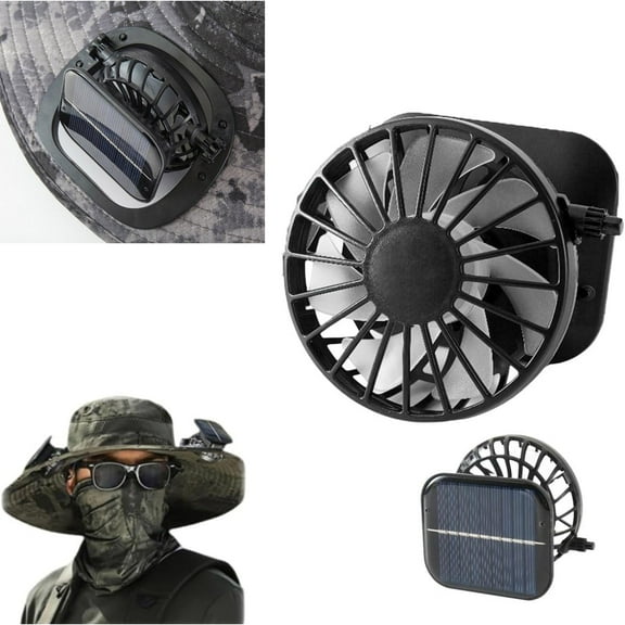 Solar & USB Rechargeable USB Fan - 800mAh Battery, Type-C Compatible, 3 Speed Settings, with Replaceable Hat for Versatile Use