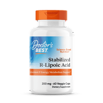 Doctor's Best Stabilized R-Lipoic Acid with BioEnhanced Na-RALA , Non-GMO, Gluten Free, Soy Free, Vegan, Helps Maintain Blood Sugar Levels, 200 mg 60 Veggie Caps