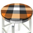 thumbnail image 3 of Naloa Orange Plaid Round Bar Stool Cushion Cover 12-14 inch, Fits Kitchen, Office, Restaurant Chairs - 12 inch, 3 of 7