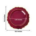 thumbnail image 2 of BalsaCircle 10 Burgundy 10.5" Round Plastic Dinner Plates Gold Scalloped Rim, 2 of 8
