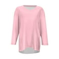 thumbnail image 3 of XIAONU Women V Neck Long Sleeve Blouse Loose Fit Soid Color Pullover Top Casual Office Daily Wear Blouses, 3 of 4